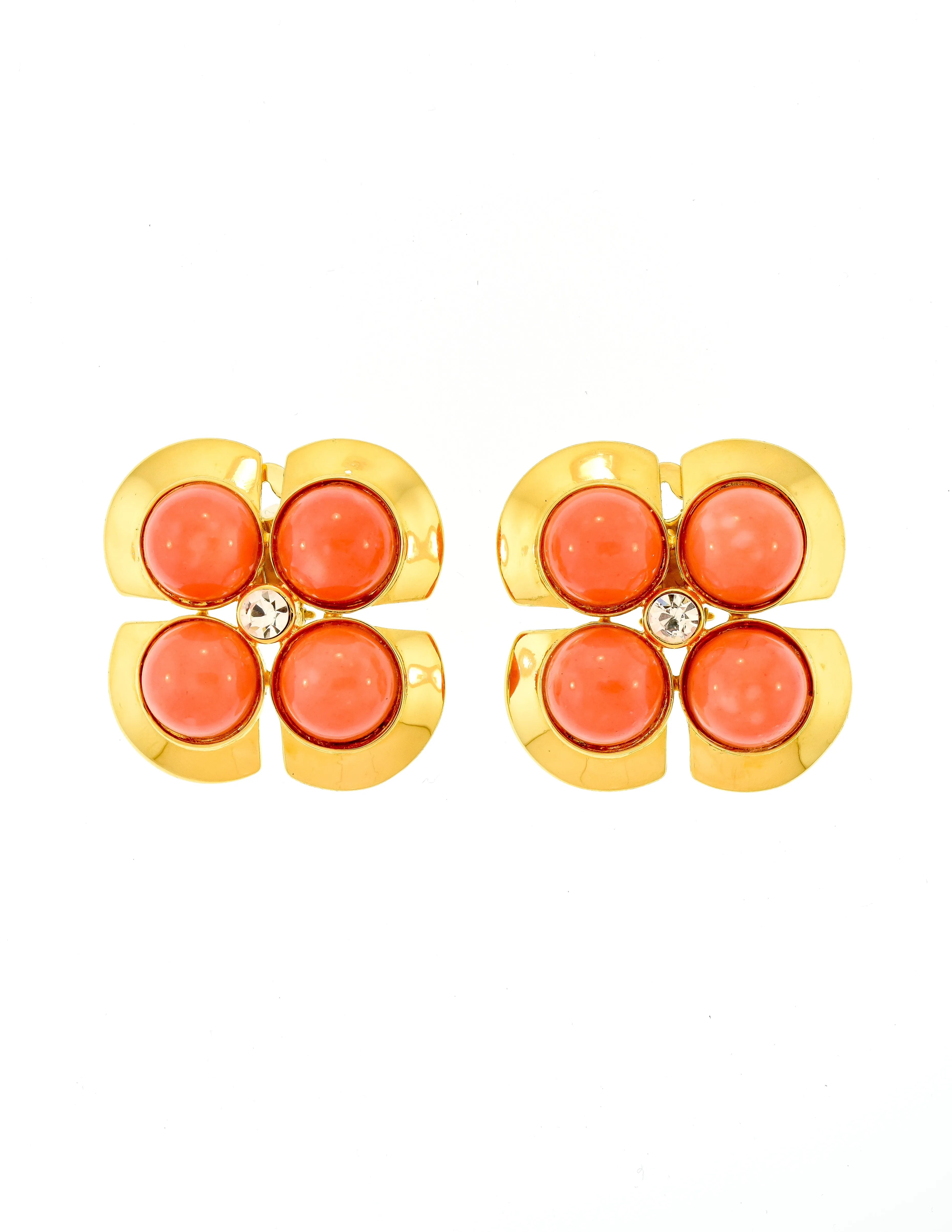 Valentino Vintage Gold Pink Flower Earrings