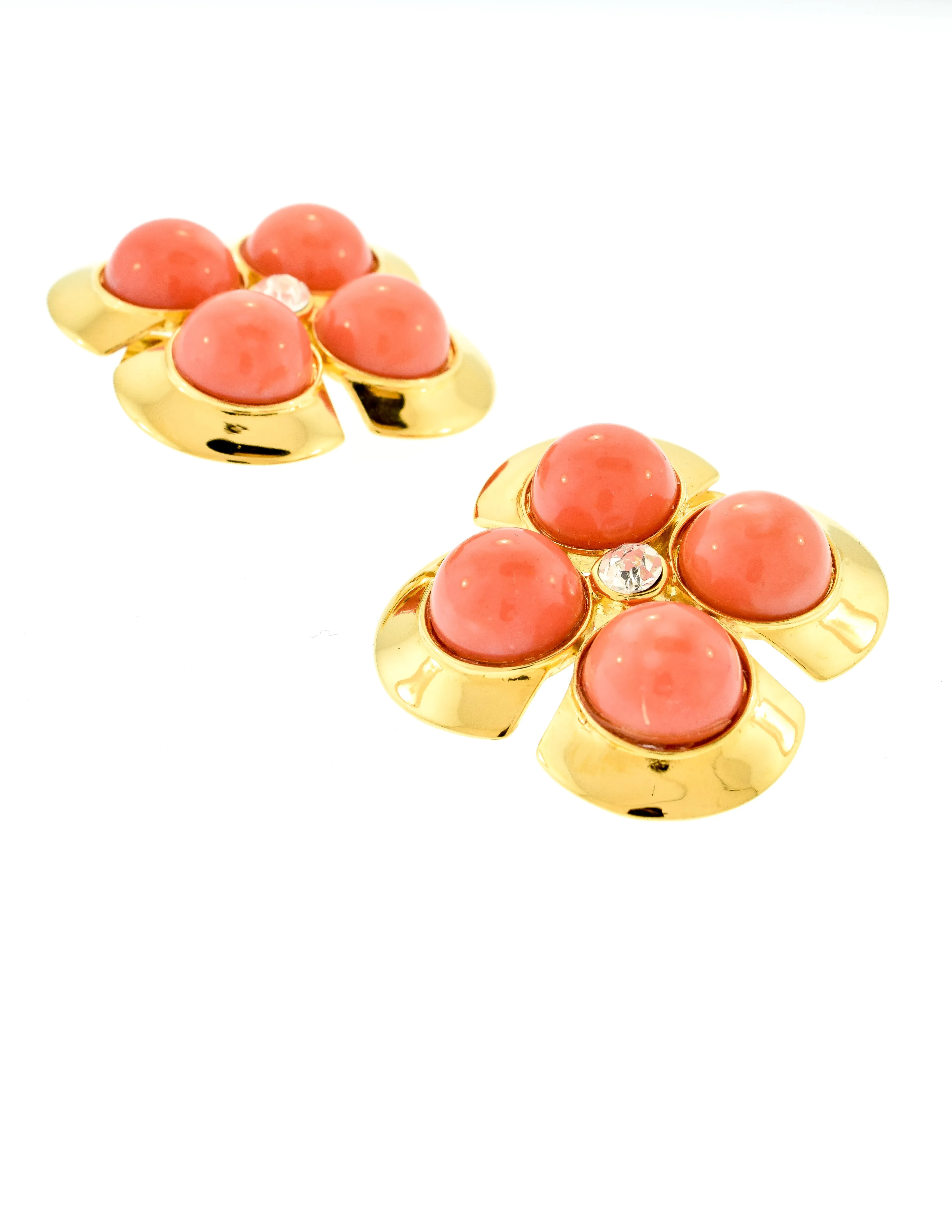 Valentino Vintage Gold Pink Flower Earrings