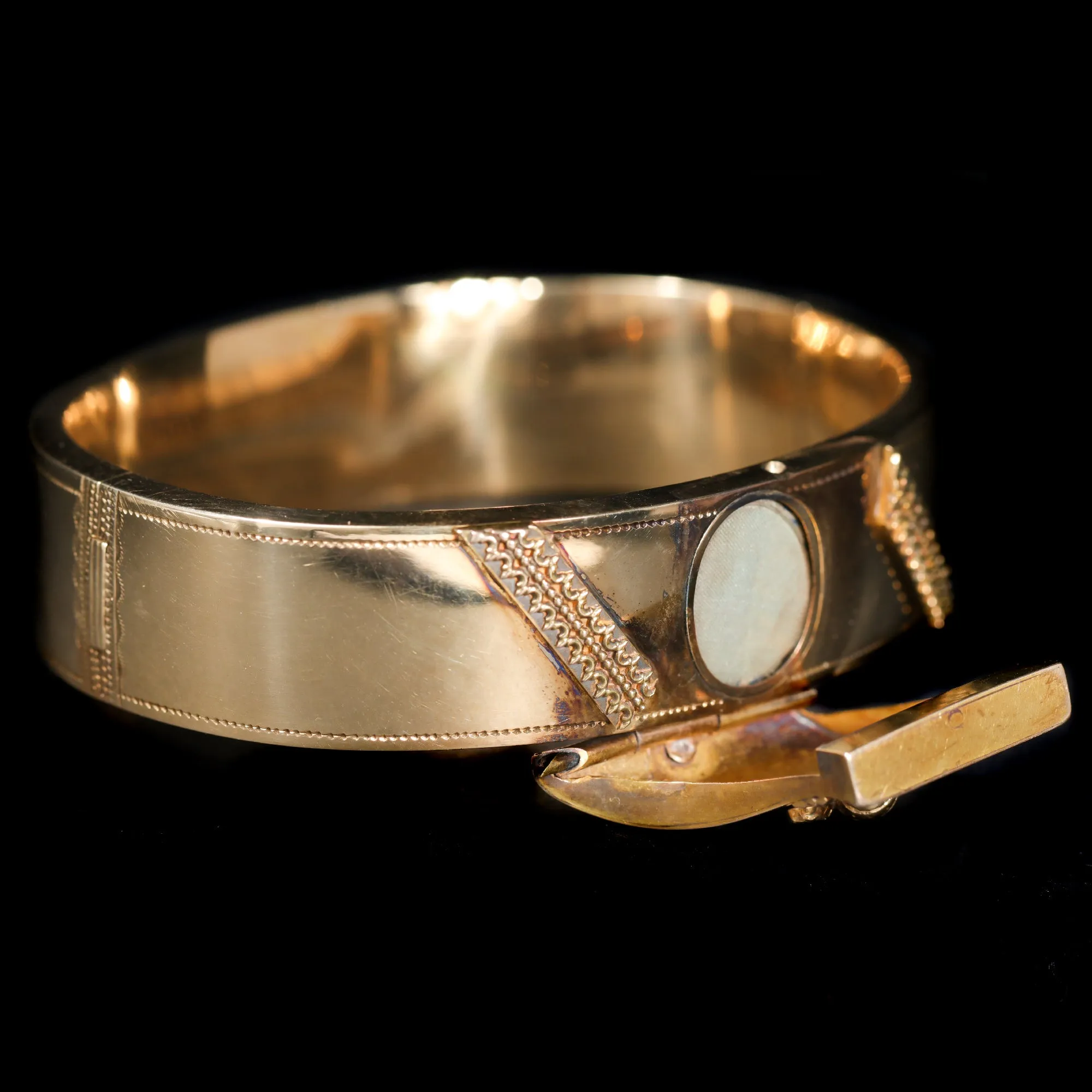 Victorian 14k Yellow Gold Locket Bangle