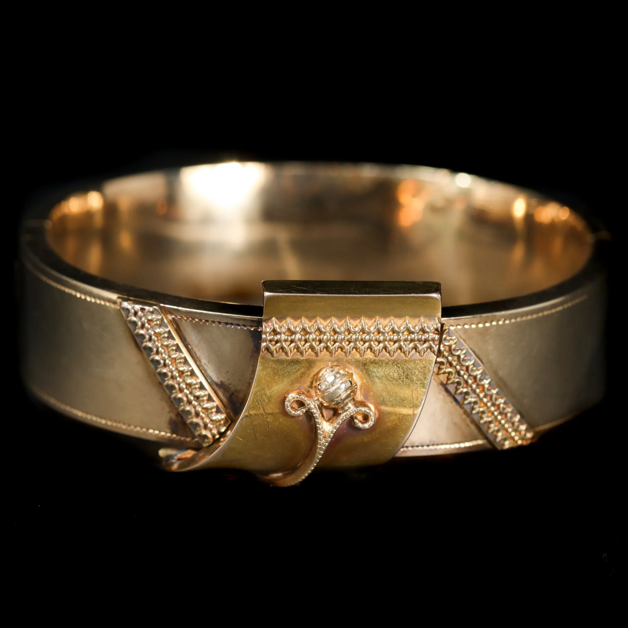 Victorian 14k Yellow Gold Locket Bangle