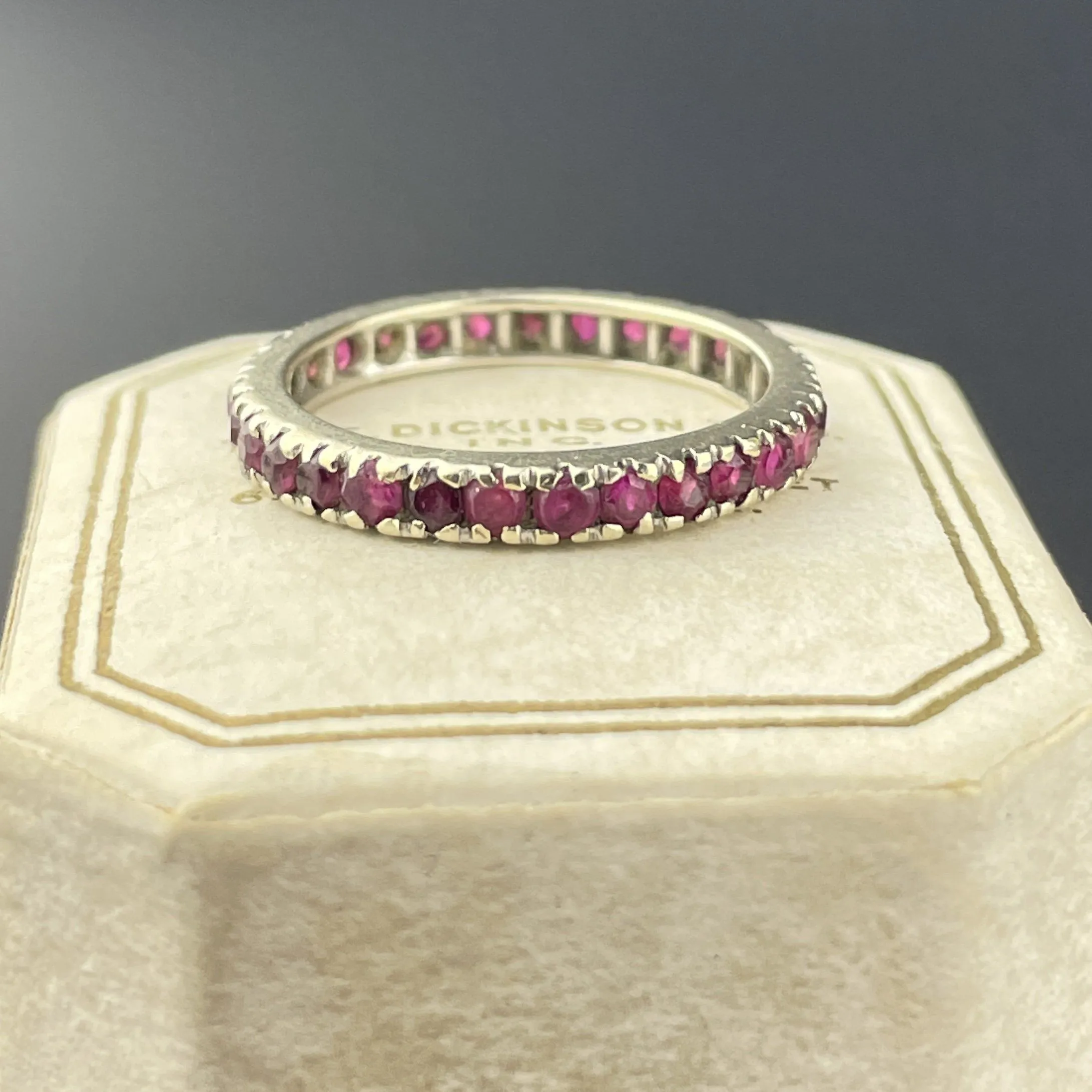 Vintage 14K White Gold Natural Ruby Eternity Ring