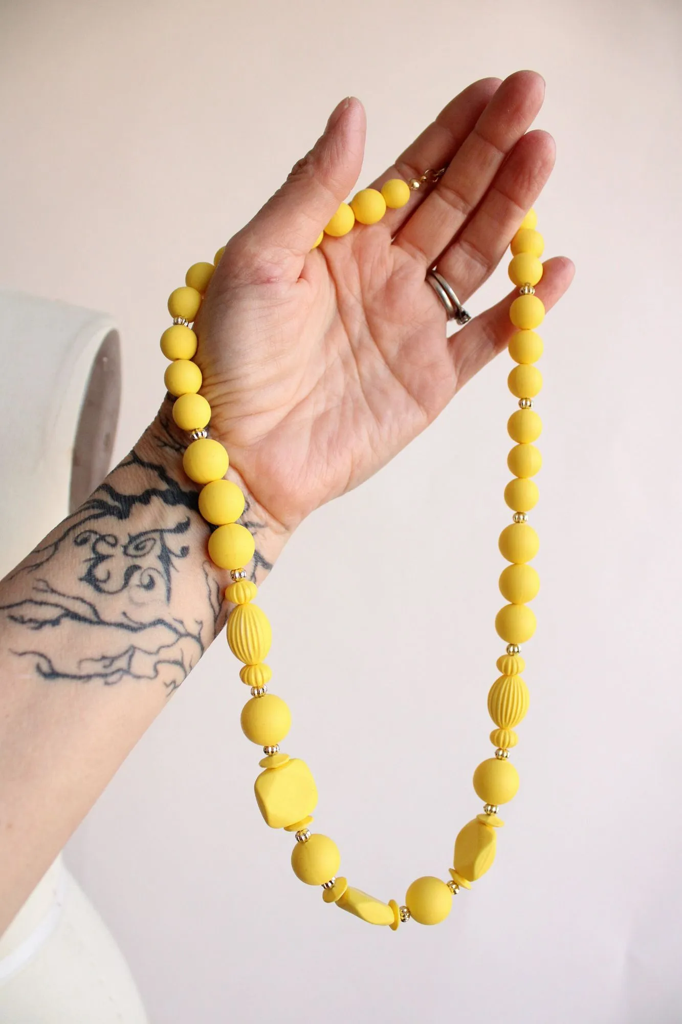 Vintage 1960s Necklace of Yellow Beads