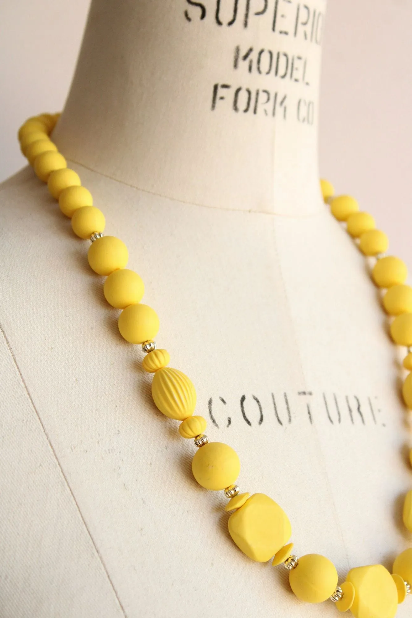 Vintage 1960s Necklace of Yellow Beads