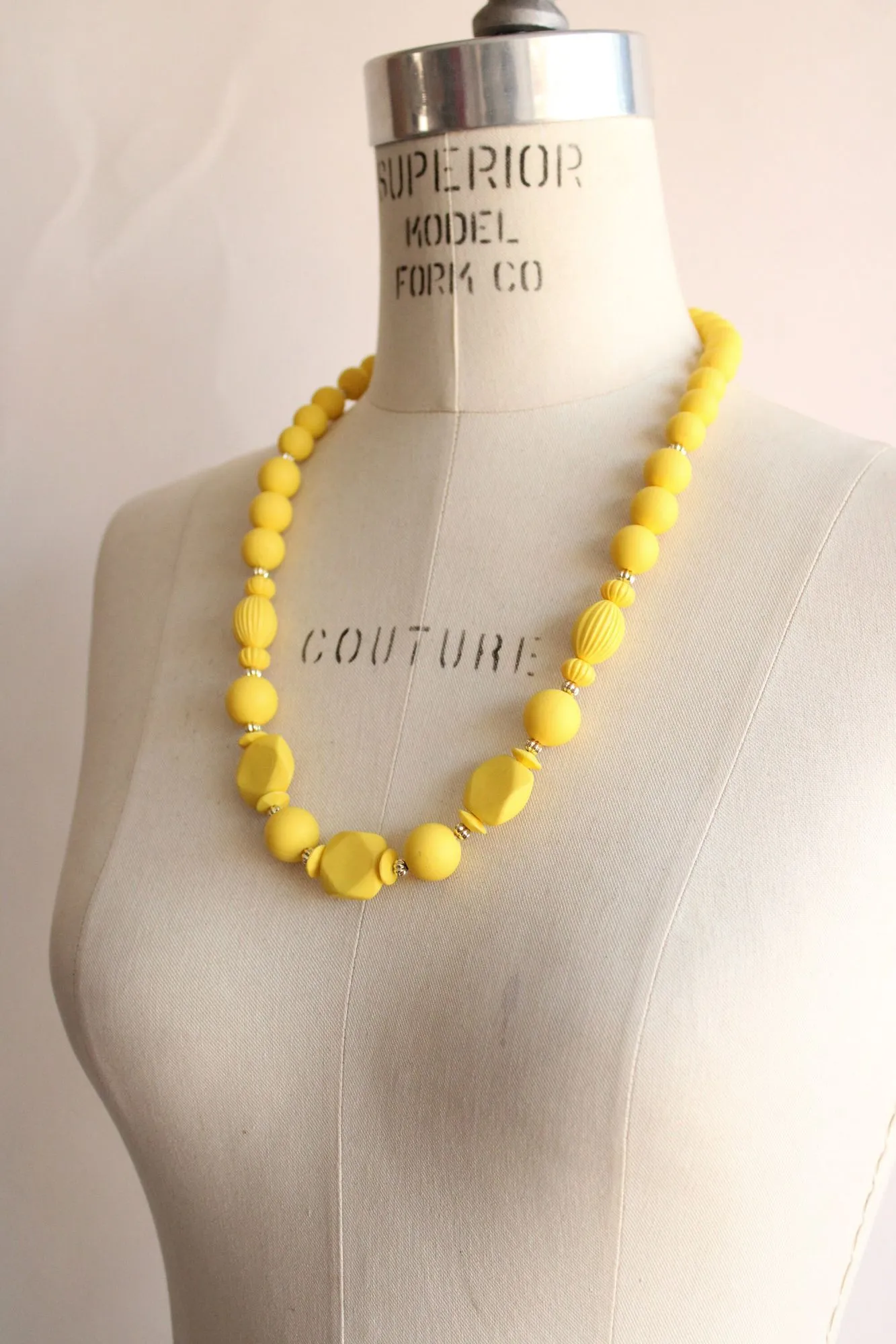 Vintage 1960s Necklace of Yellow Beads