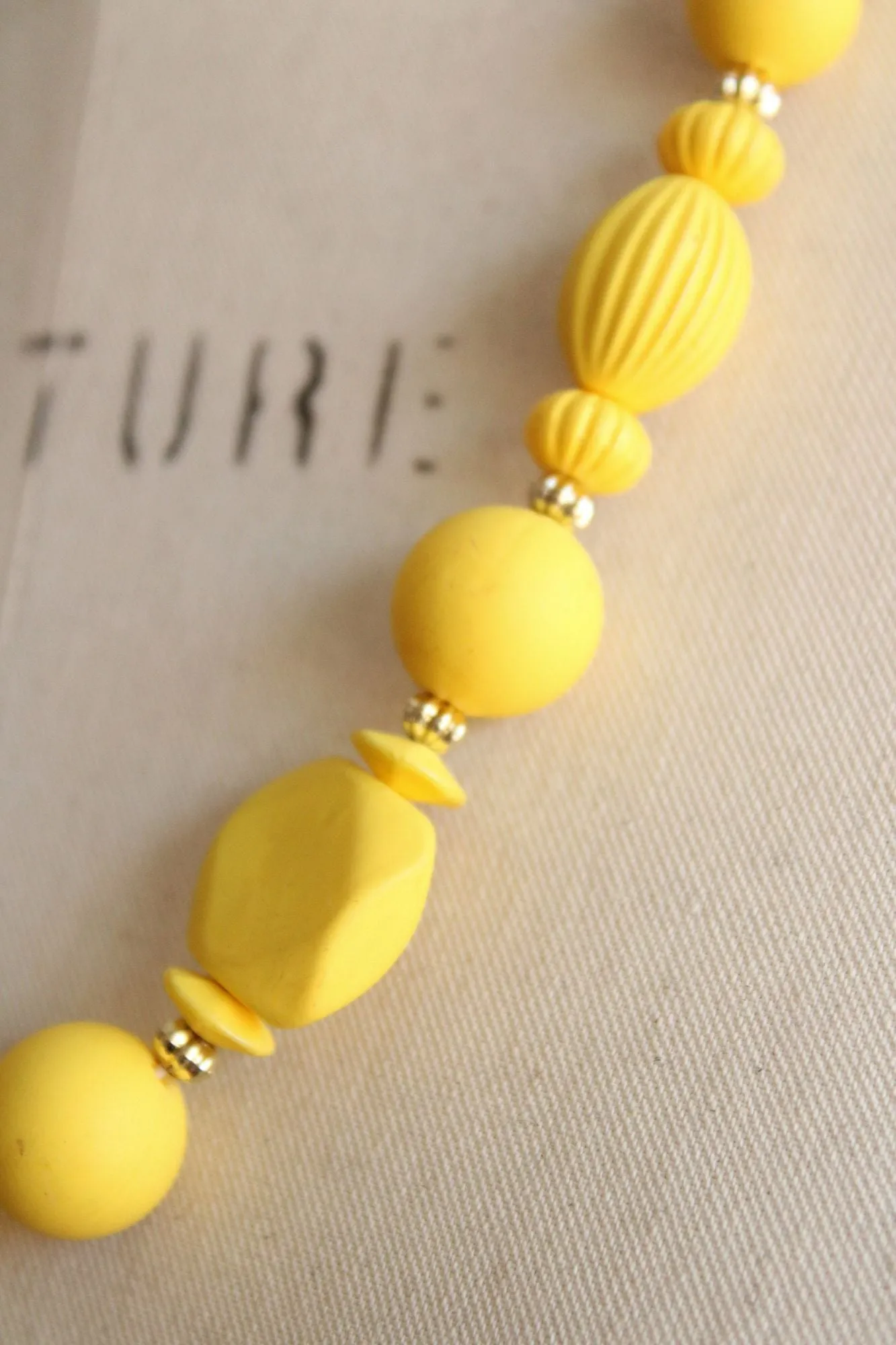 Vintage 1960s Necklace of Yellow Beads