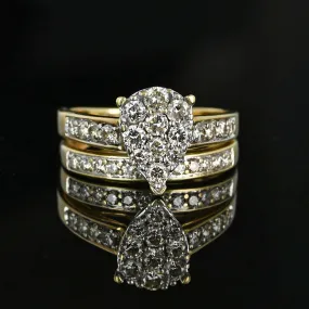 Vintage Gold Diamond Engagement Wedding Ring Set