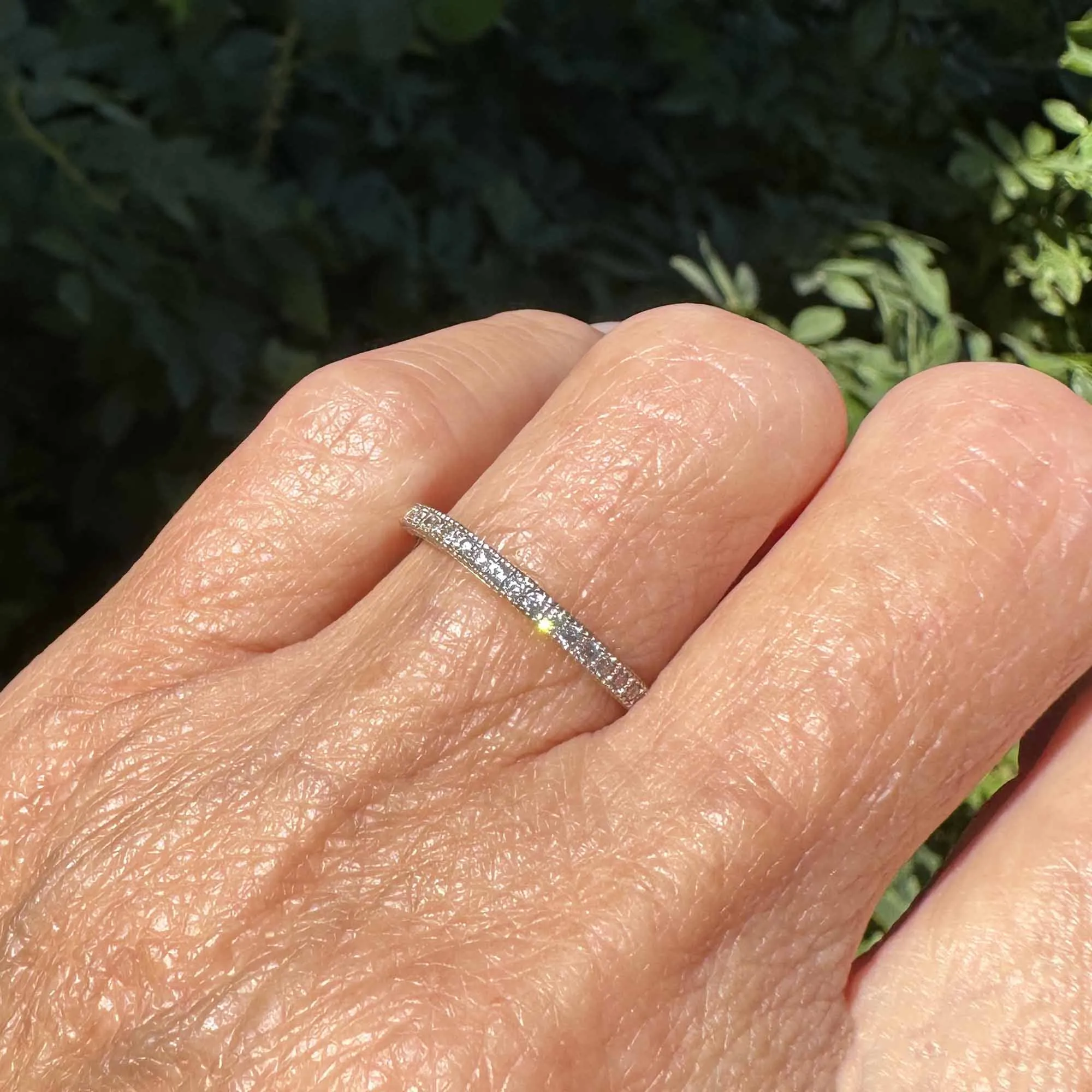 Vintage Half Eternity Thin Diamond Ring Band