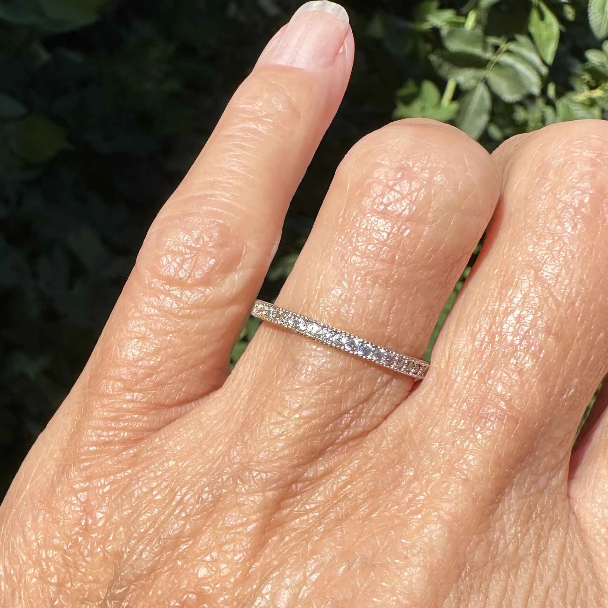 Vintage Half Eternity Thin Diamond Ring Band