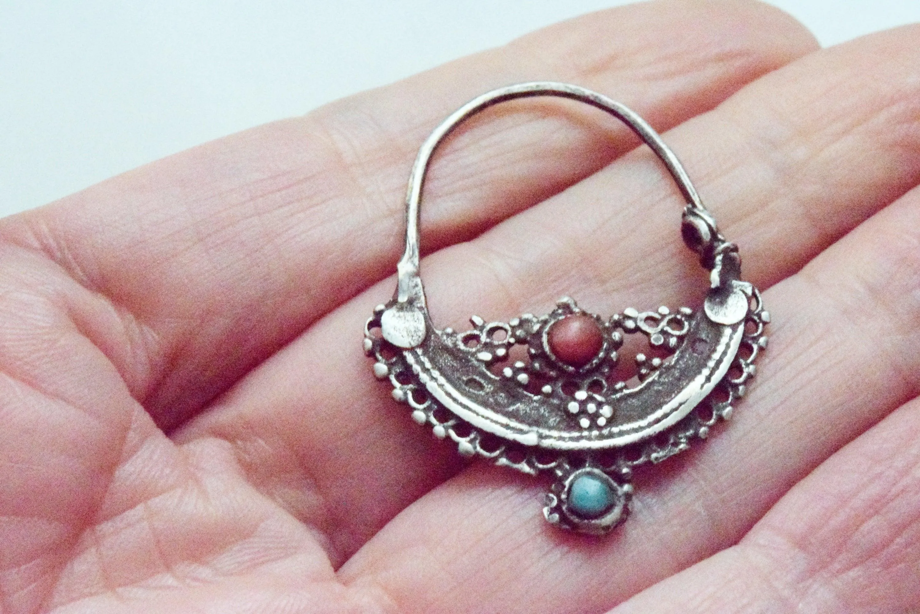 Vintage Silver Pashtun Hoop Earrings