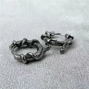 Vintage Snake Tangled Plant Vines Earrings Gothic Black Mamba Viper Hypoallergenic Earrings Men\'s Biker Rock Rap Jewelry Gift