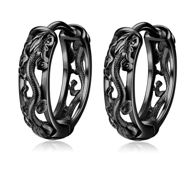 Vintage Snake Tangled Plant Vines Earrings Gothic Black Mamba Viper Hypoallergenic Earrings Men\'s Biker Rock Rap Jewelry Gift