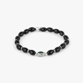 Viper Bracelet In Rhodium Plated Silver and Black Agate