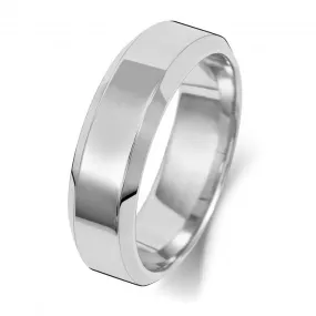 Wedding Band Platinum Wedding Bevelled Edge Ring WP146L