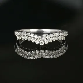 White Gold Double Row Chevron Diamond Ring Band