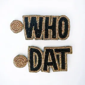 Who Dat Black&Gold Beaded Earrings