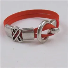 Woman's Orange Awareness Flat Leather Bracelet