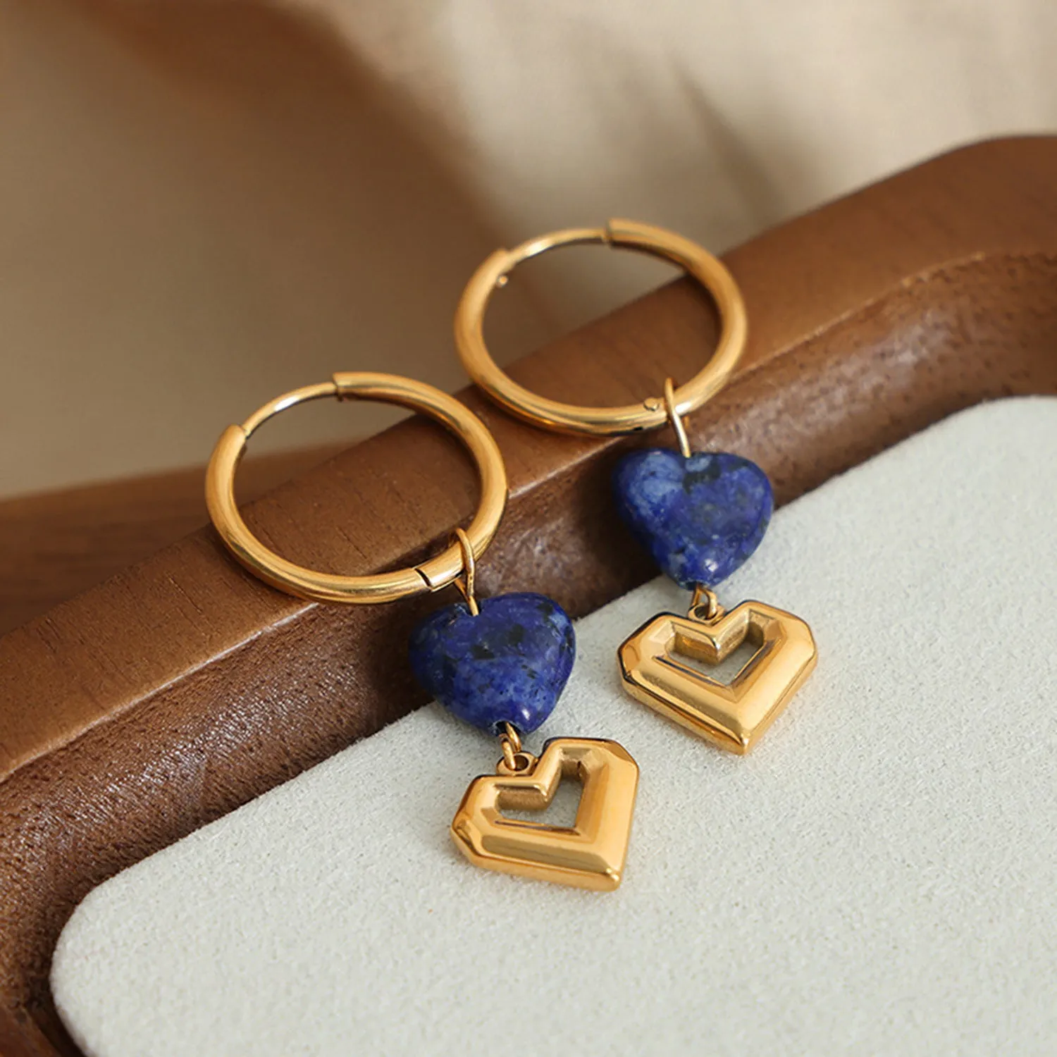 Women's Lapis Lazuli Heart Earrings