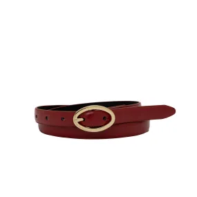 Women's Red Leather Belt with Gold Buckle - 1910GRU