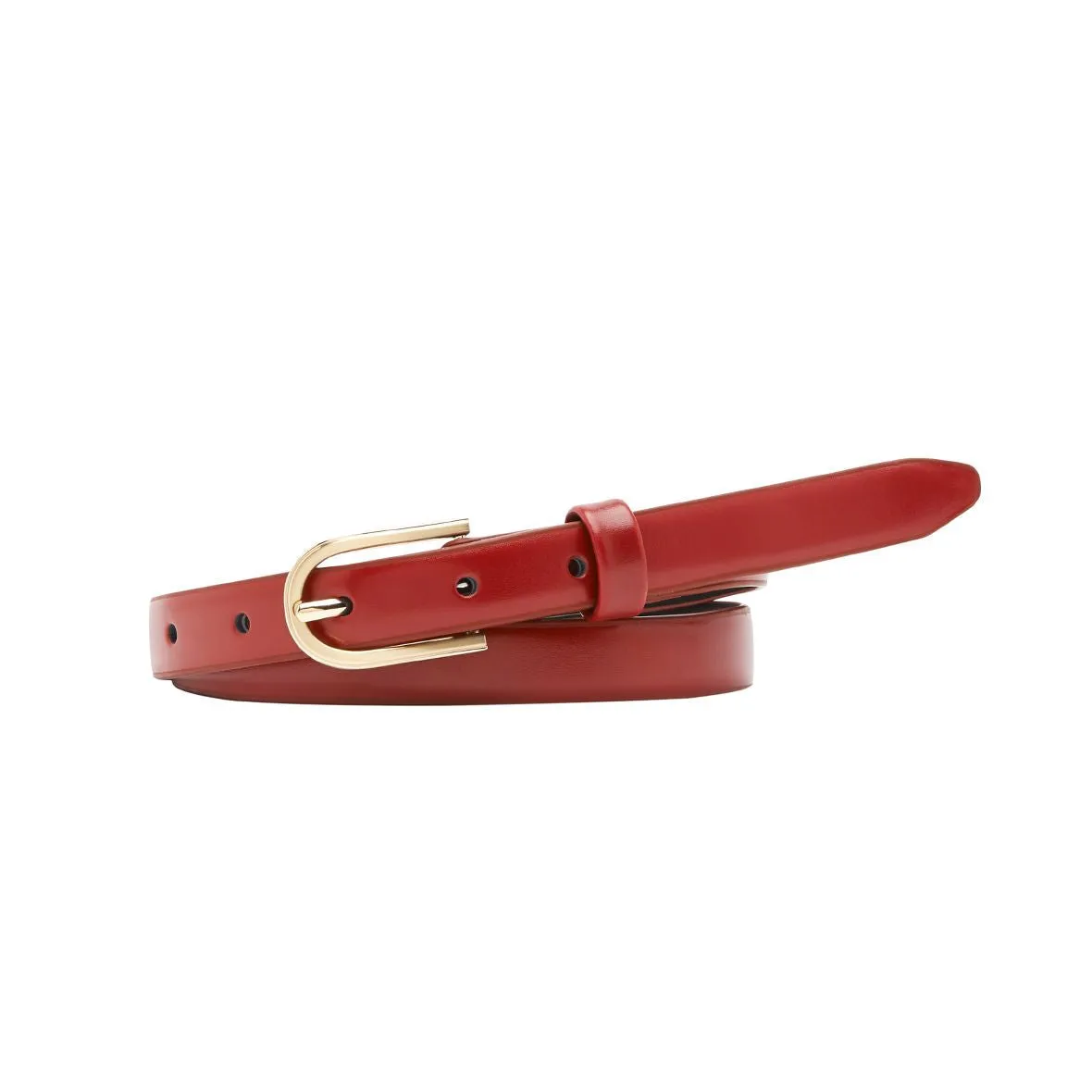 Women's Red Leather Belt with Gold Buckle - 1915GRU