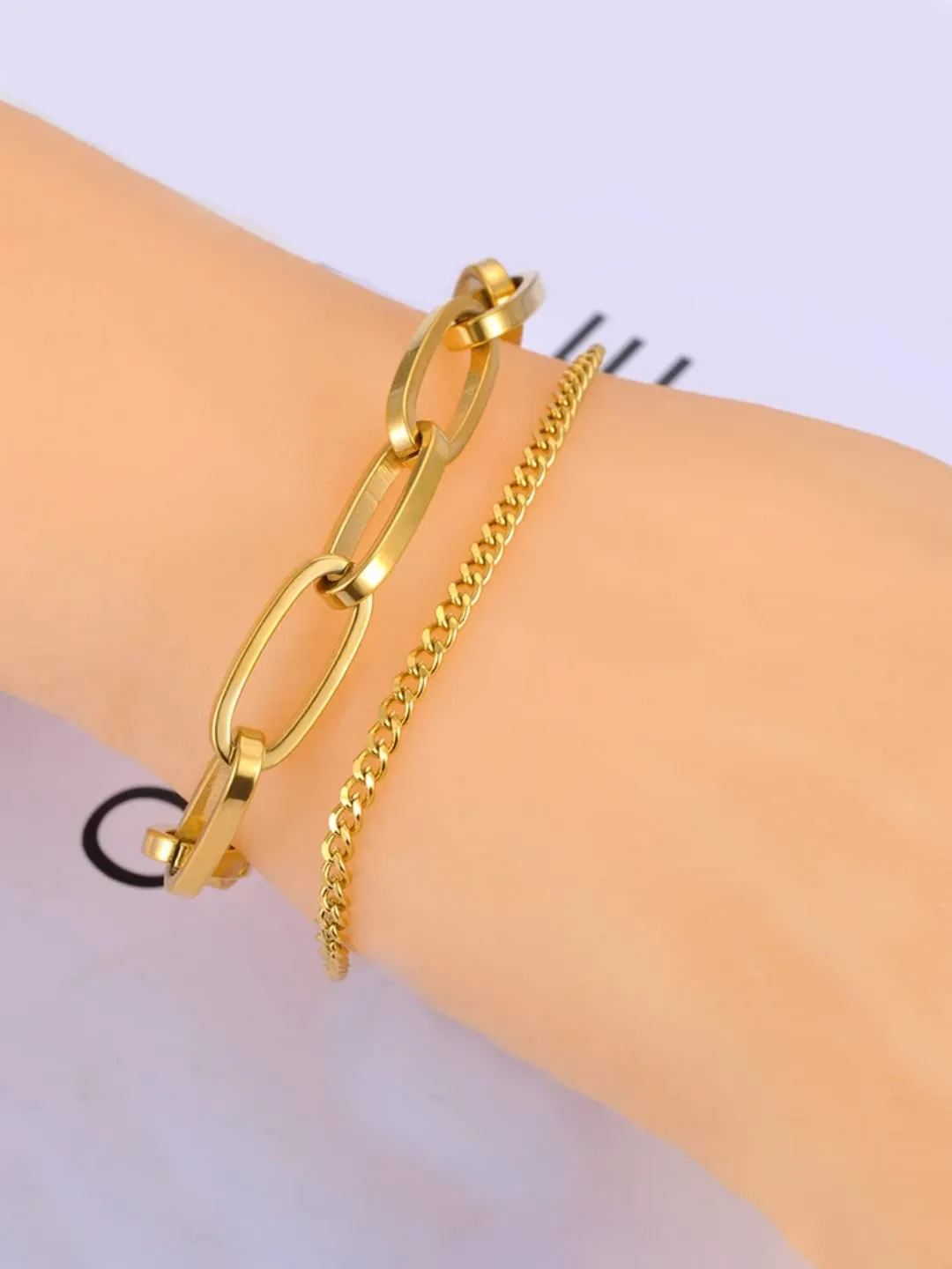 Yellow Chimes Chain Bracelet for Women Gold Plated Link Chain Stainless Steel Adjustable Bracelet for Women and Girls