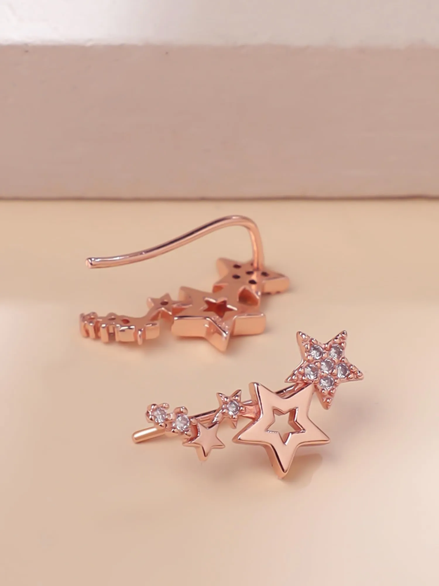 Yellow Chimes Stud Earrings for Women | Fashion Rose Gold Studs Earrings for Girls | Rose Gold Plated Star Shaped Women Earrings | Birthday Anniversary Gift for Girls Wife