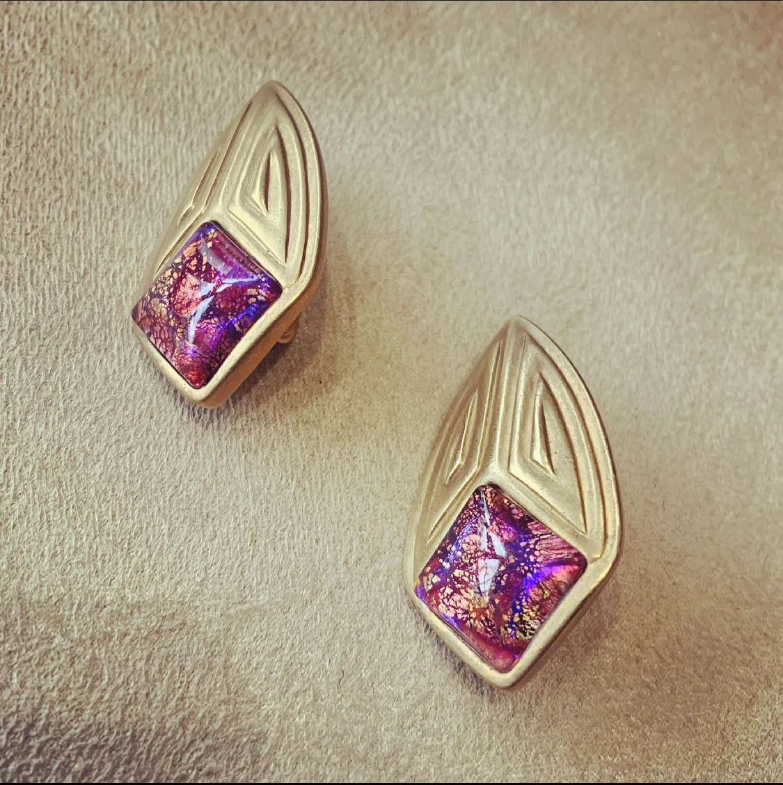 Yves Saint Laurent pink lava pierced earrings