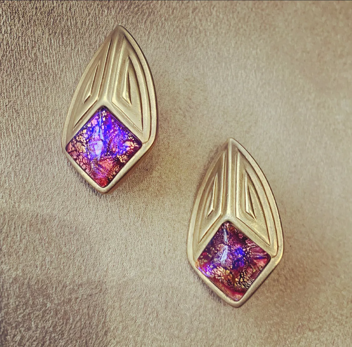 Yves Saint Laurent pink lava pierced earrings